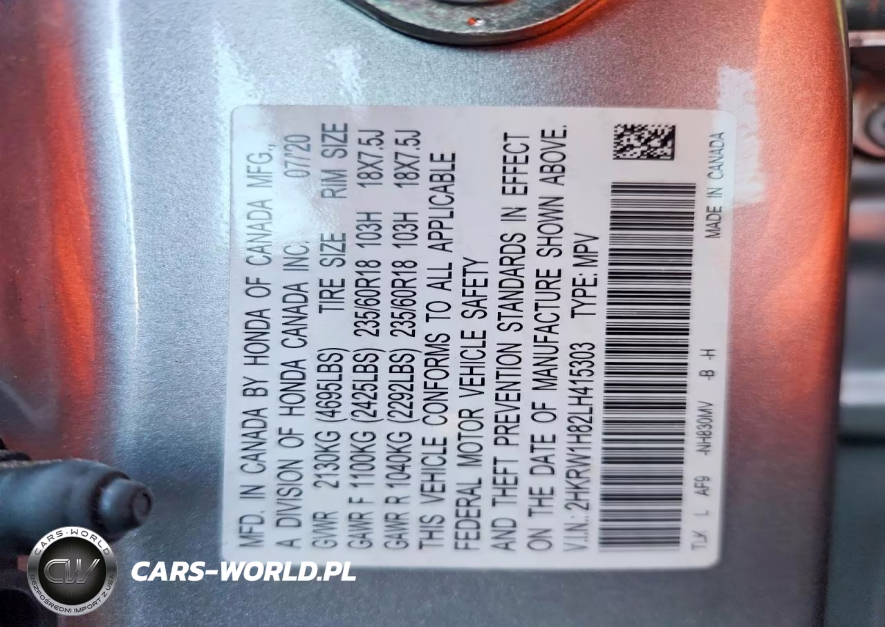 2020 Honda Cr-V Exl VIN:2HKRW1H82LH415303 - 14