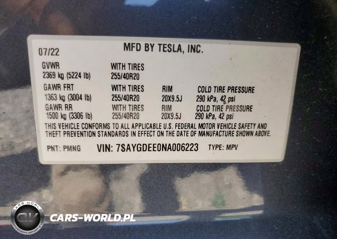 2022 Tesla Model Y VIN:7SAYGDEE0NA006223 - 12