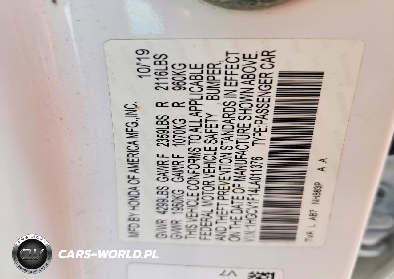 2020 Honda Accord Lx VIN:1HGCV1F14LA011376 - 12