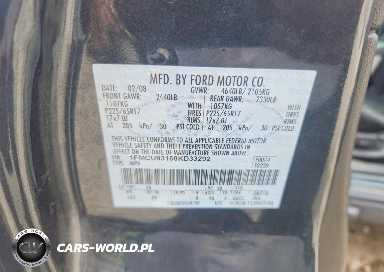 2008 Ford Escape Xlt VIN:1FMCU93168KD33292 - 13