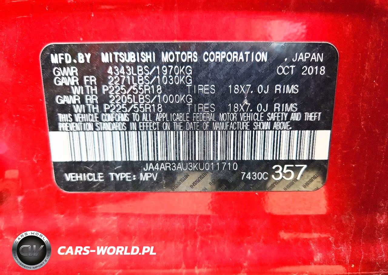 2019 Mitsubishi Outlander Sport Es VIN:JA4AR3AU3KU011710 - 12