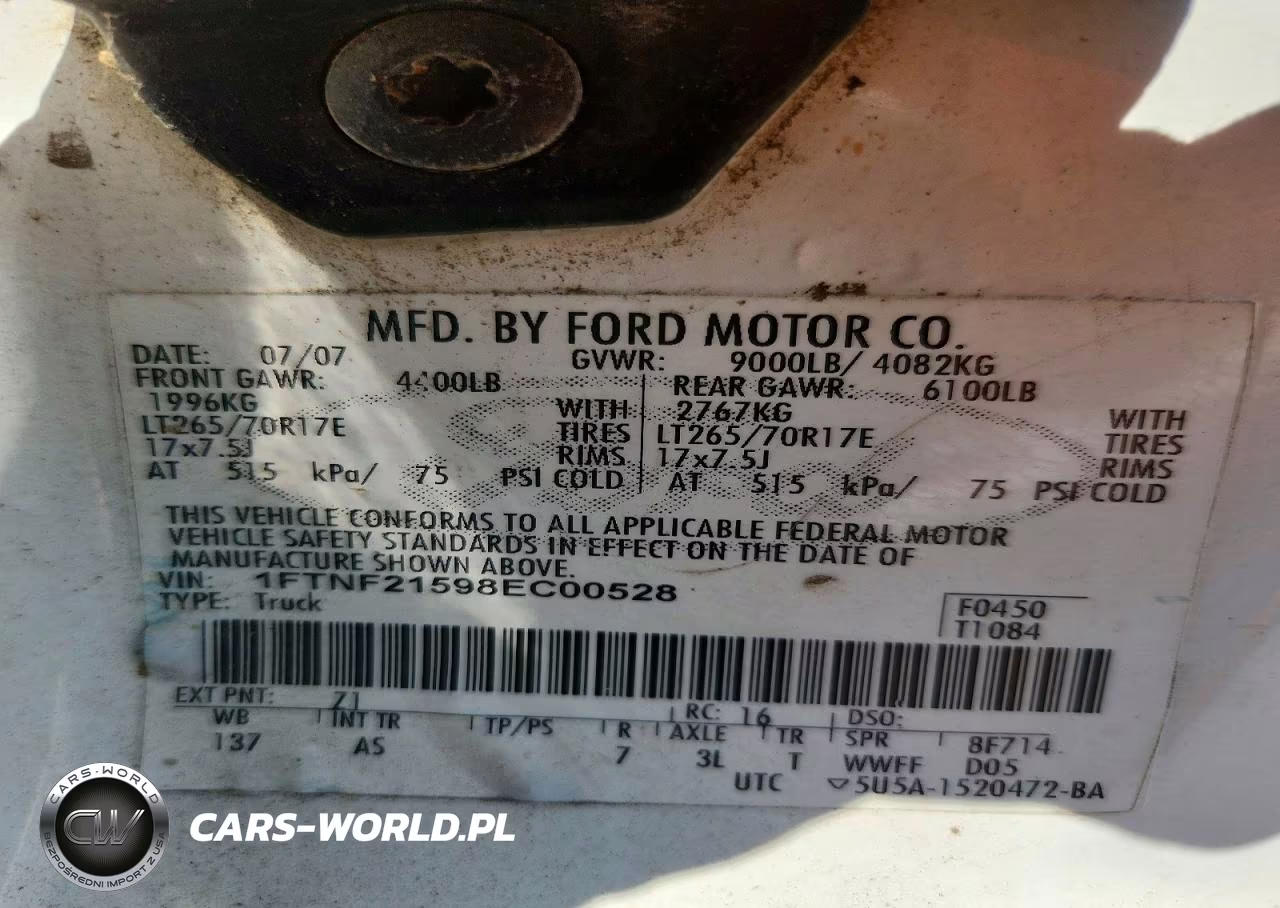 2008 Ford F250 Super Duty VIN:1FTNF21598EC00528 - 12