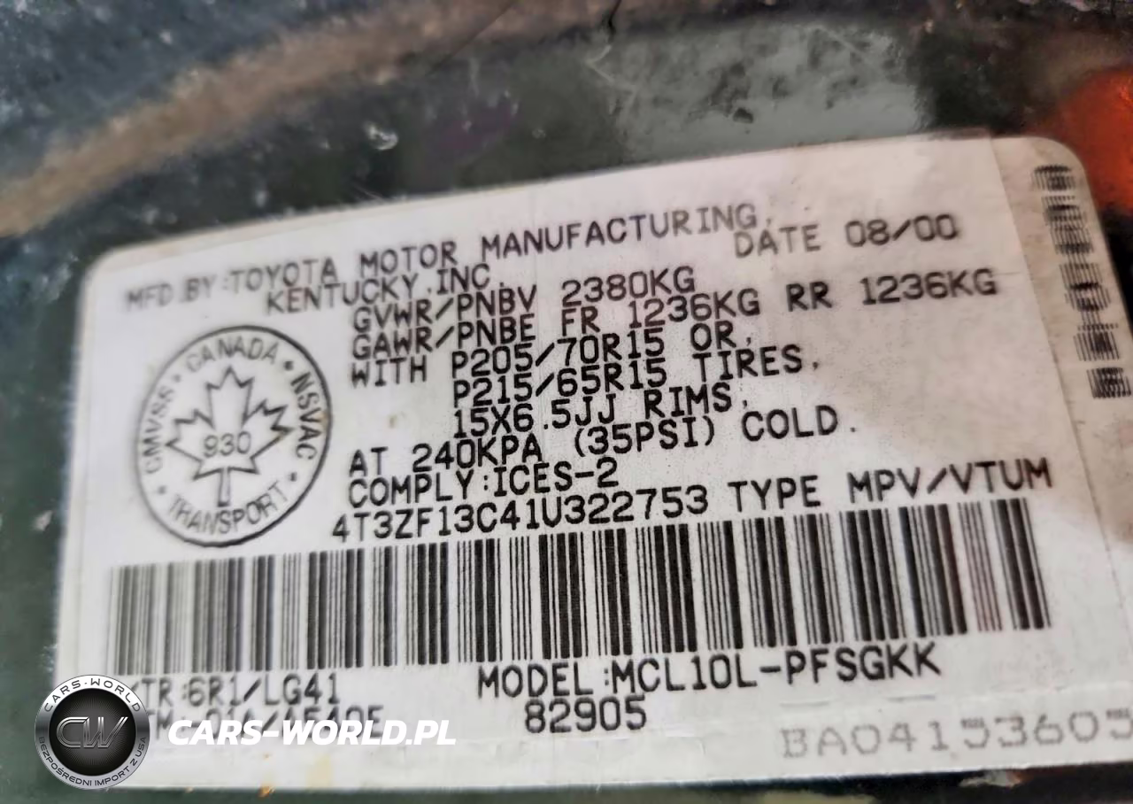 2001 Toyota Sienna Le VIN:4T3ZF13C41U322753 - 13