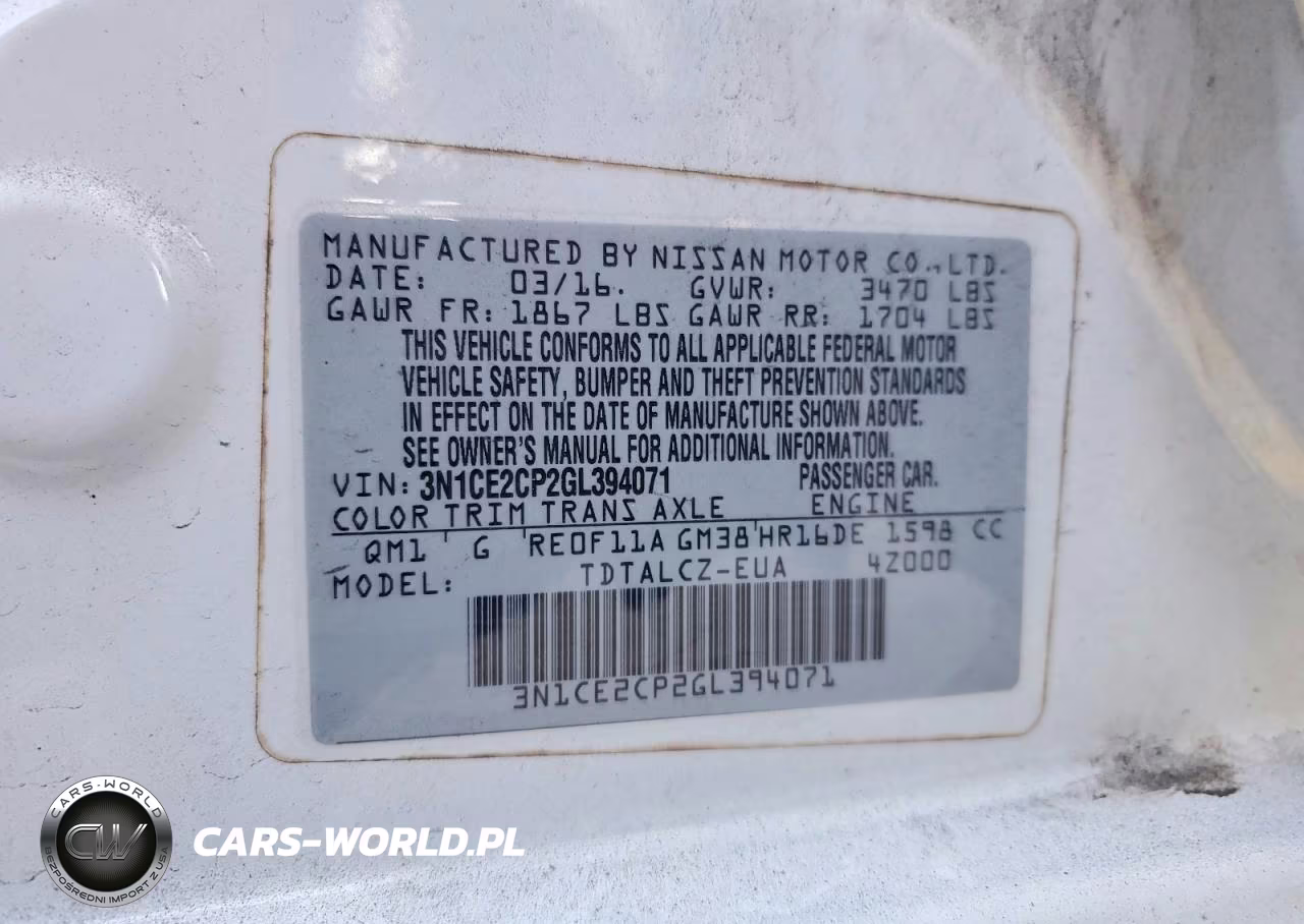 2016 Nissan Versa Note S Plus VIN:3N1CE2CP2GL394071 - 12