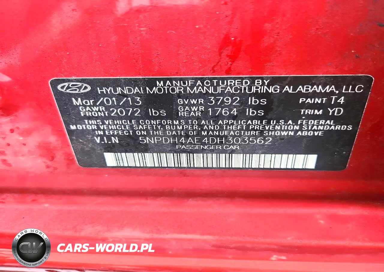 2013 Hyundai Elantra Gls VIN:5NPDH4AE4DH303562 - 13
