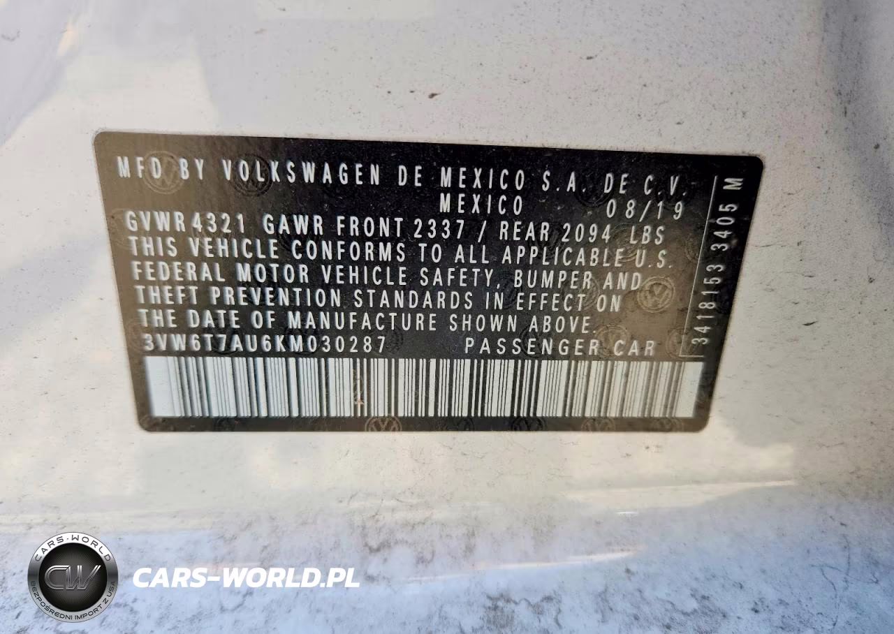 2019 Volkswagen Gti S VIN:3VW6T7AU6KM030287 - 12