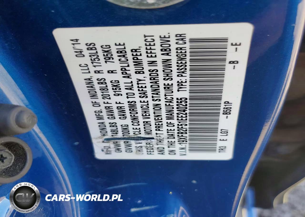 2014 Honda Civic Lx VIN:19XFB2F51EE240255 - 12