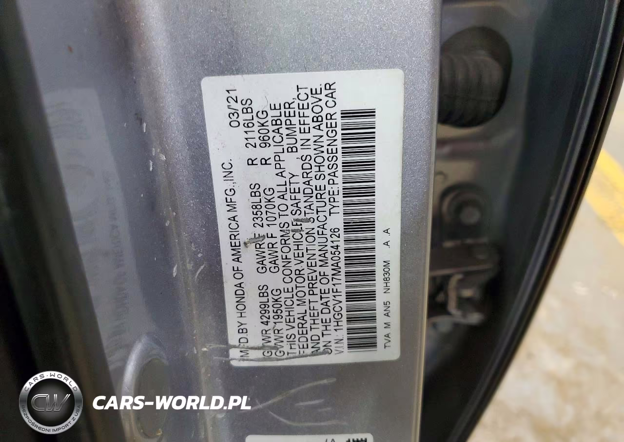 2021 Honda Accord Lx VIN:1HGCV1F17MA054126 - 12