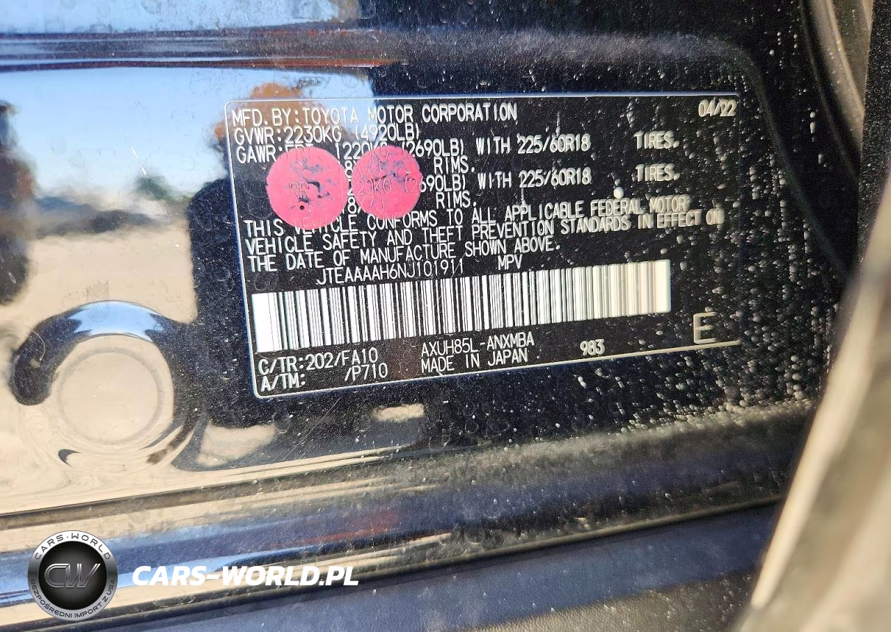 2022 Toyota Venza Le VIN:JTEAAAAH6NJ101911 - 13