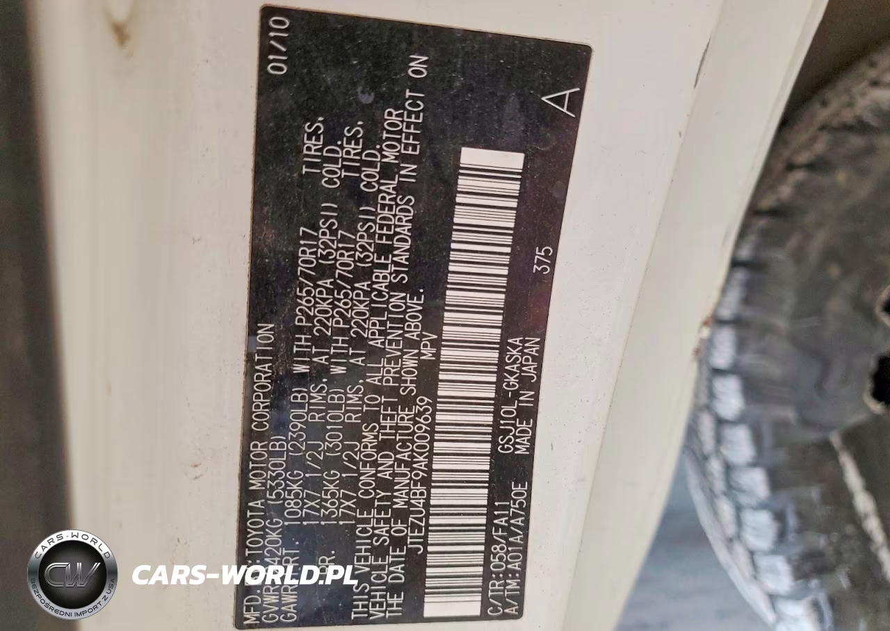2010 Toyota Fj Cruiser Base VIN:JTEZU4BF9AK009639 - 13