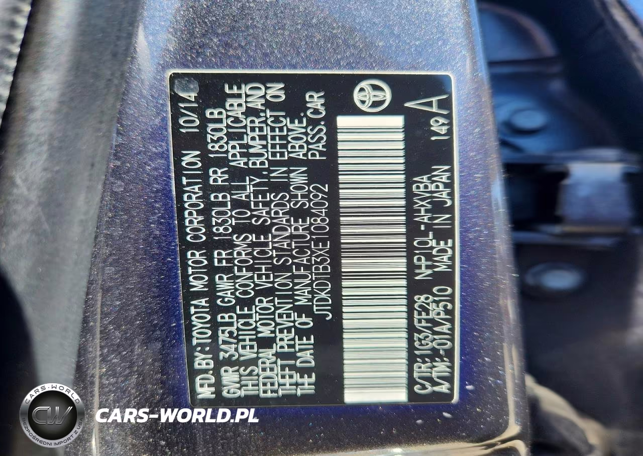2014 Toyota Prius C One VIN:JTDKDTB3XE1084092 - 12