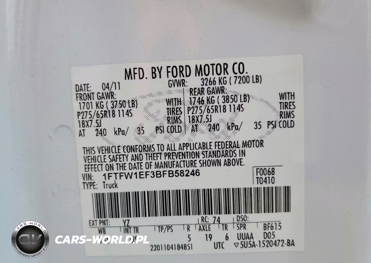 2011 Ford F150 Supercrew VIN:1FTFW1EF3BFB58246 - 12