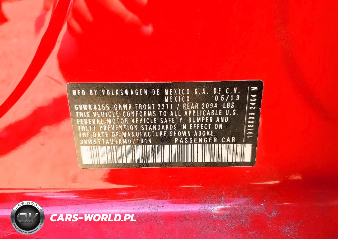2019 Volkswagen Gti S VIN:3VW5T7AU1KM021914 - 13