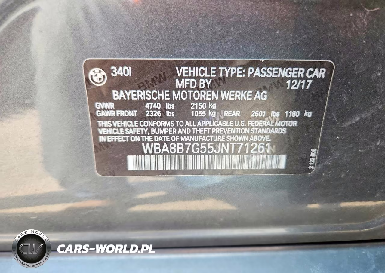 2018 BMW 340 Xi VIN:WBA8B7G55JNT71261 - 12