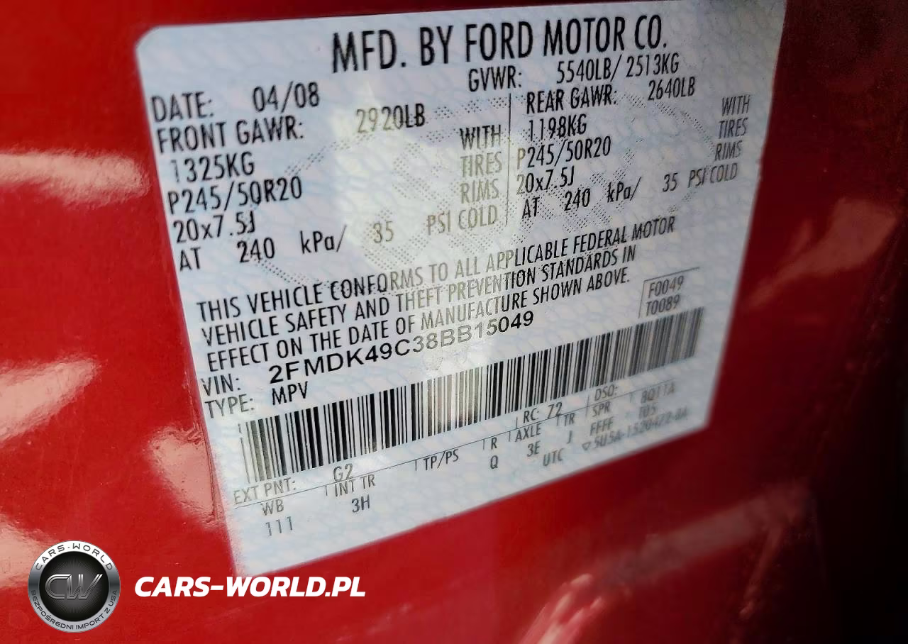 2008 Ford Edge Limited VIN:2FMDK49C38BB15049 - 13