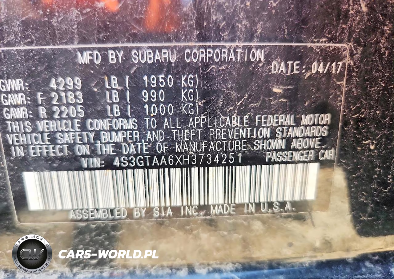 2017 Subaru Impreza VIN:4S3GTAA6XH3734251 - 12