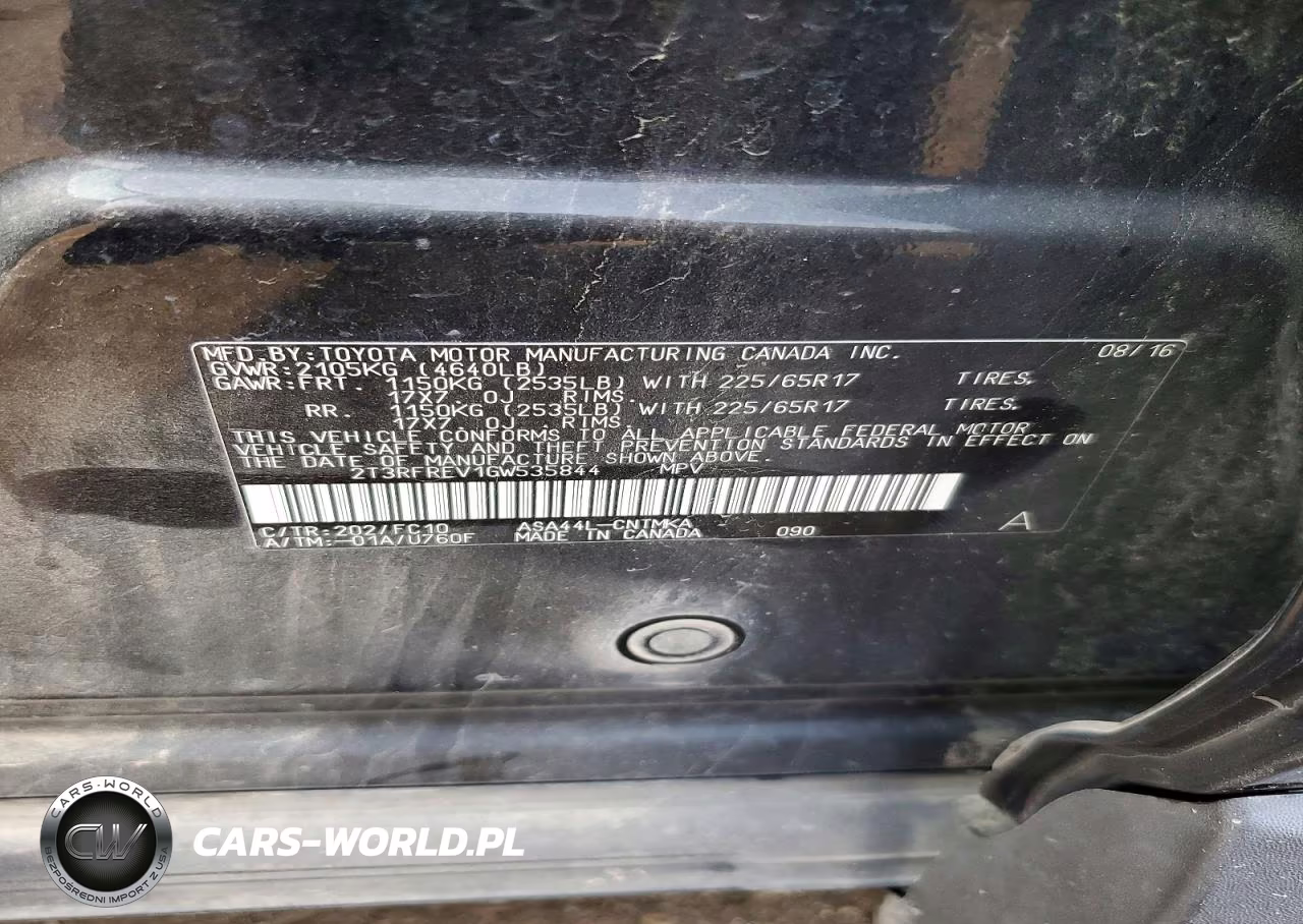 2016 Toyota Rav4 Xle VIN:2T3RFREV1GW535844 - 12