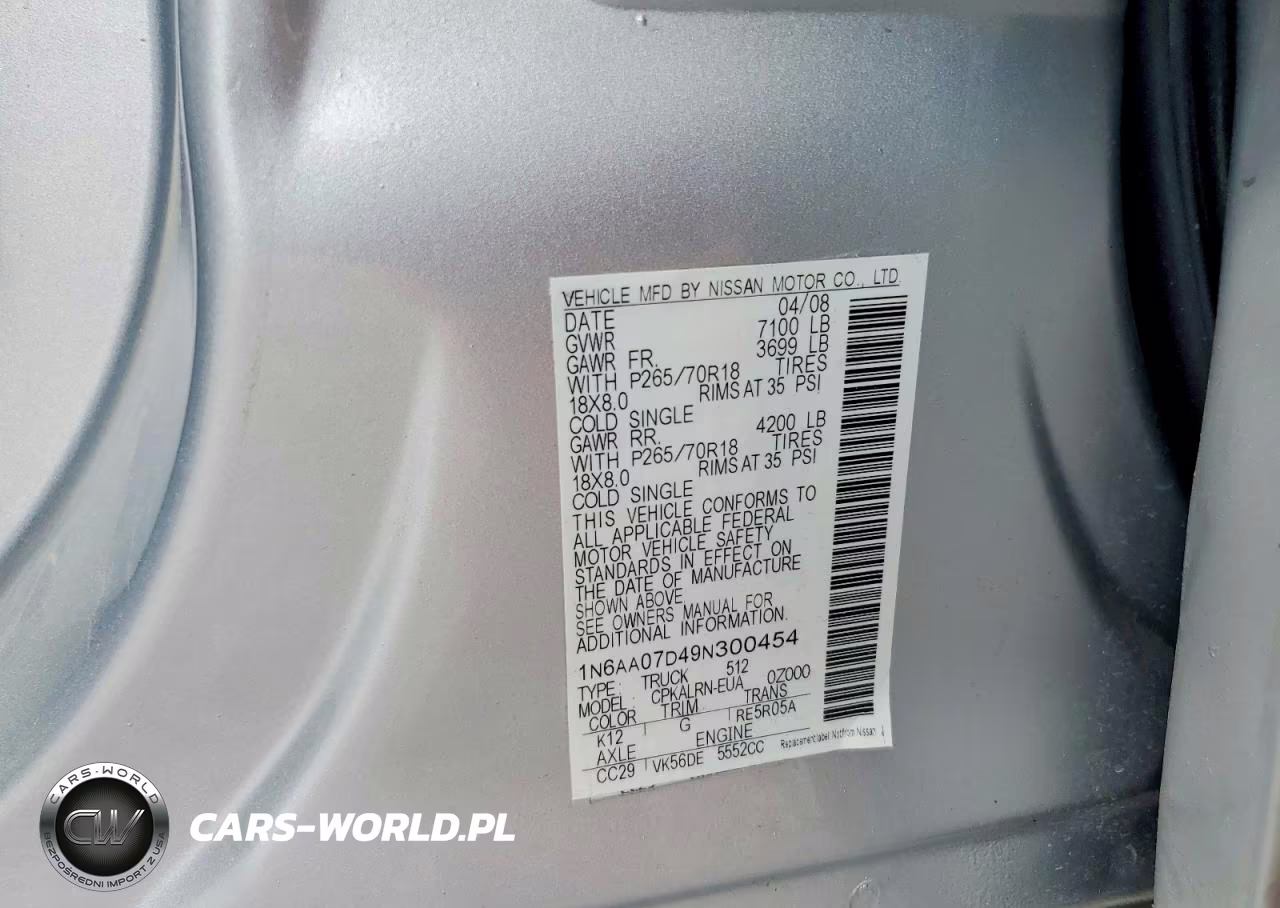2009 Nissan Titan Xe VIN:1N6AA07D49N300454 - 12