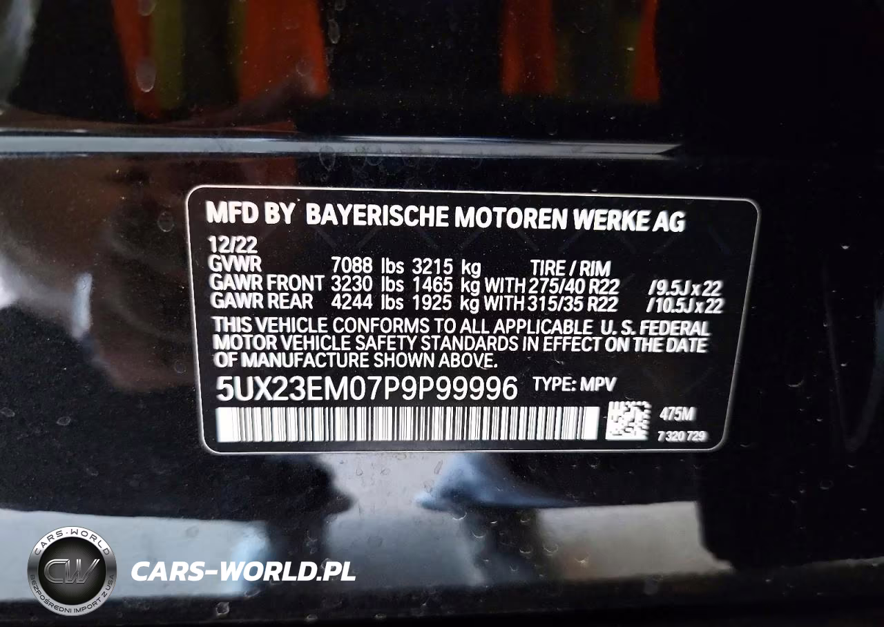 2023 BMW X7 xDrive40I VIN:5UX23EM07P9P99996 - 13