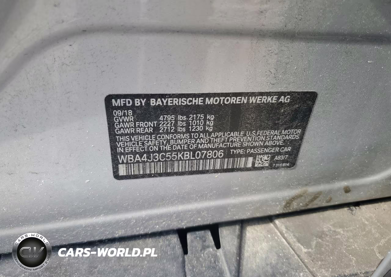 2019 BMW 430Xi Gran Coupe VIN:WBA4J3C55KBL07806 - 12