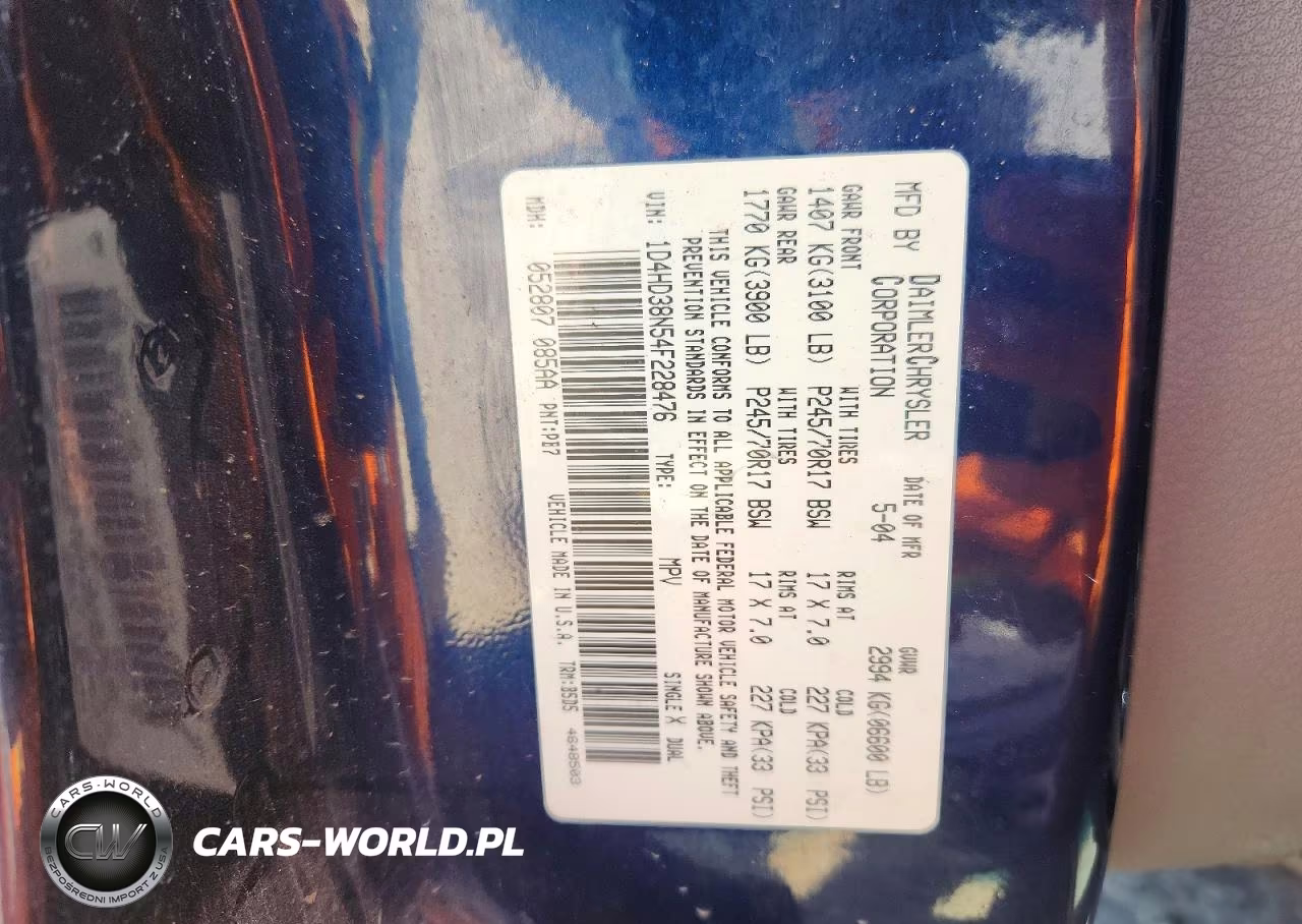 2004 Dodge Durango St VIN:1D4HD38N54F228476 - 12