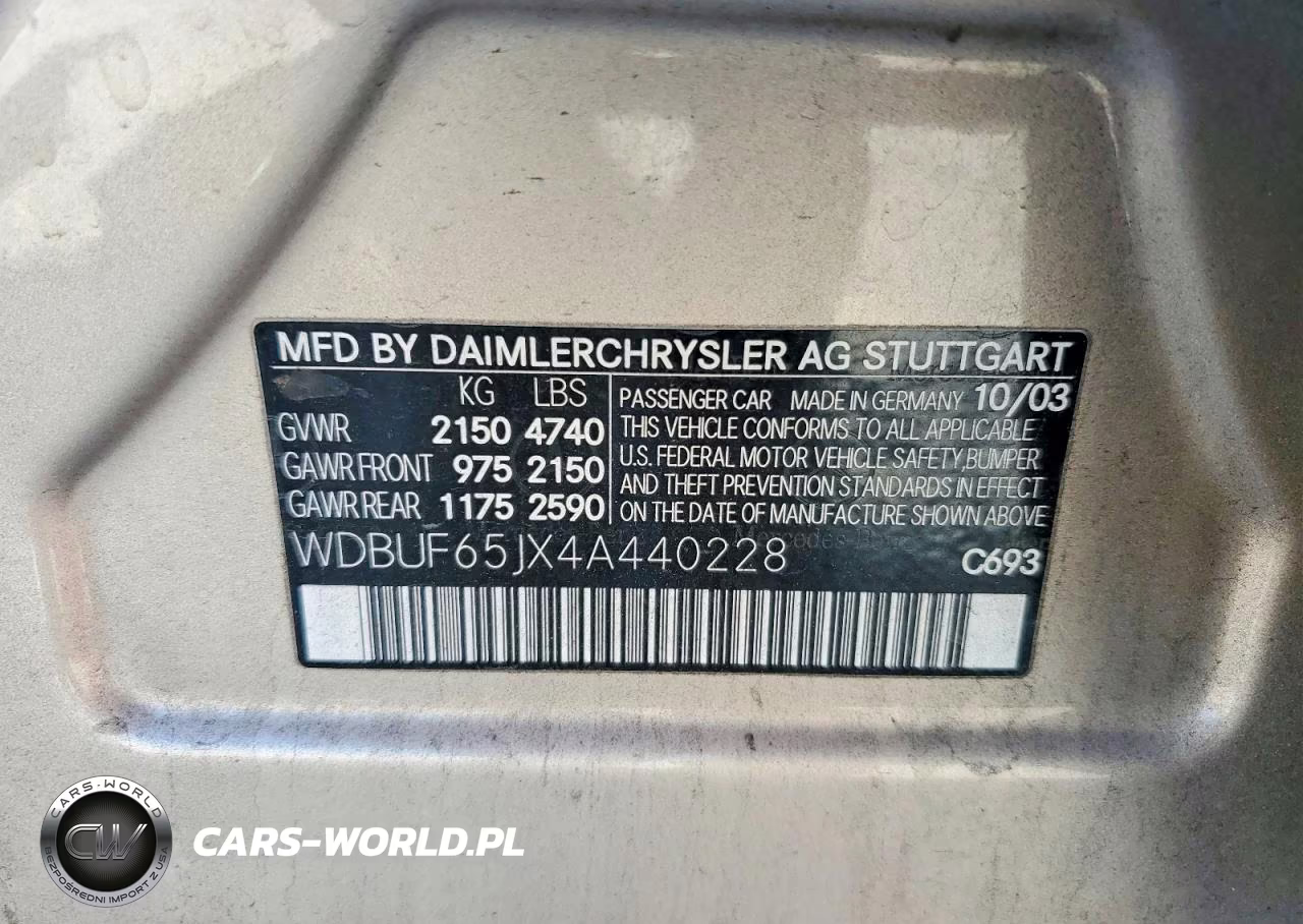 2004 Mercedes-Benz E 320 VIN:WDBUF65JX4A440228 - 13