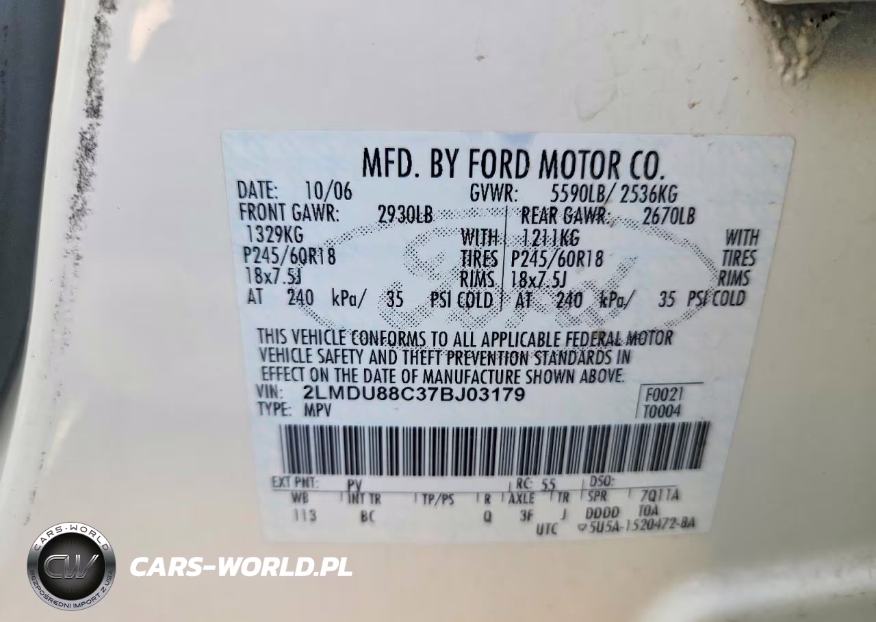 2007 Lincoln Mkx VIN:2LMDU88C37BJ03179 - 12