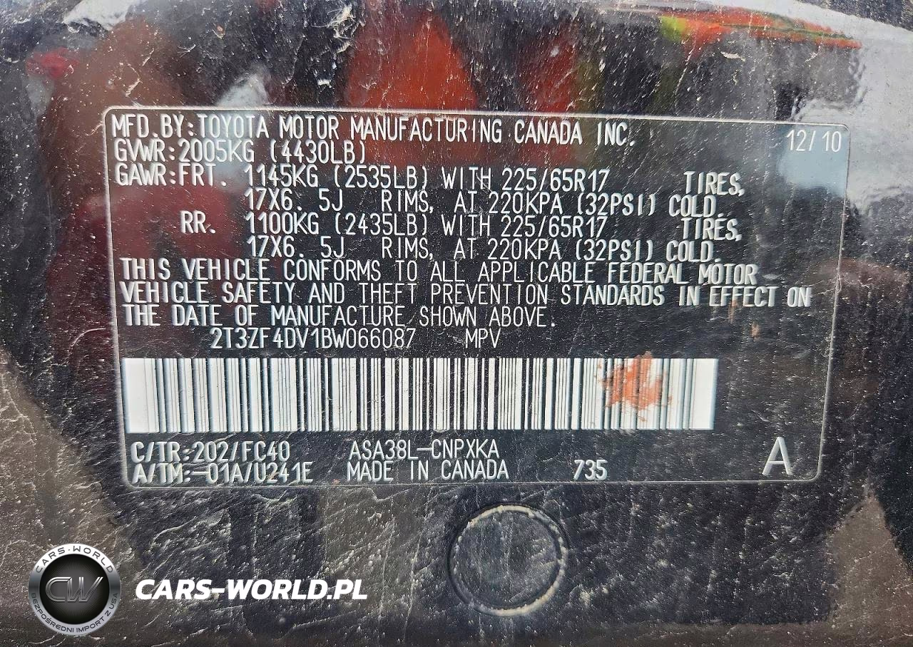 2011 Toyota Rav4 Base VIN:2T3ZF4DV1BW066087 - 13