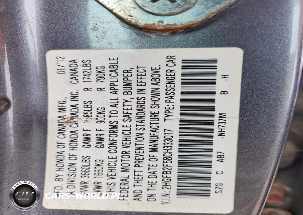 2012 Honda Civic Lx VIN:2HGFB2F58CH333017 - 12