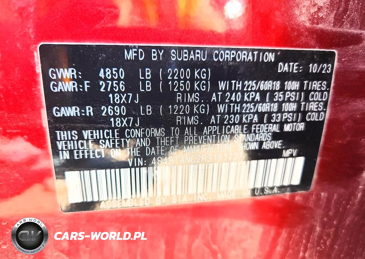 2024 Subaru Outback Limited VIN:4S4BTANC2R3191727 - 12