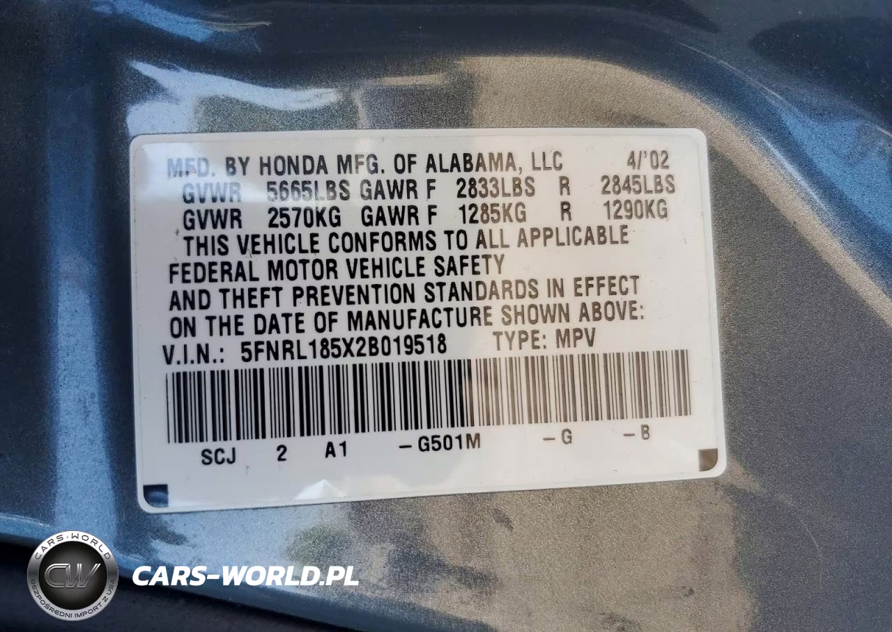 2002 Honda Odyssey Lx VIN:5FNRL185X2B019518 - 13