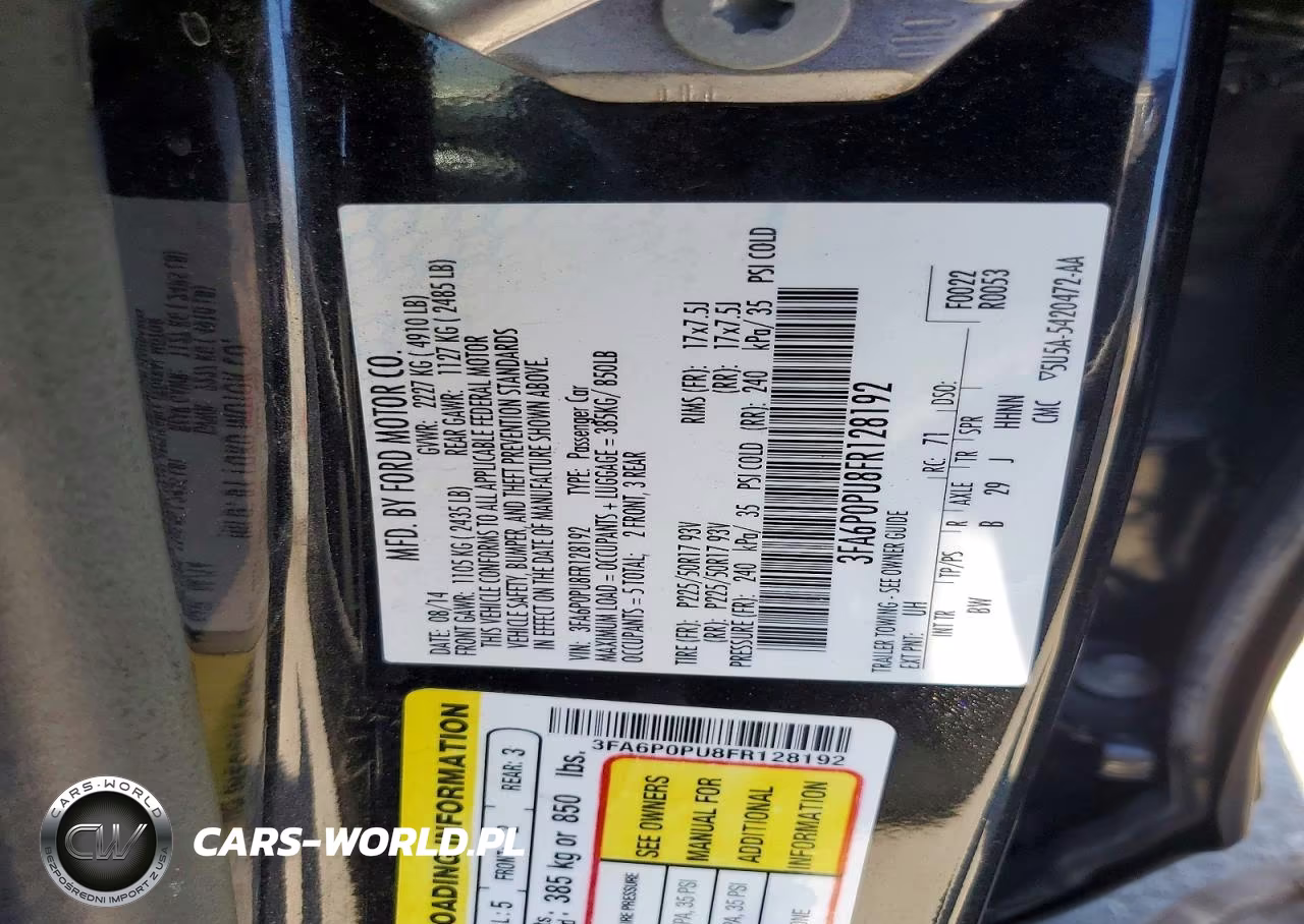 2015 Ford Fusion Se Phev VIN:3FA6P0PU8FR128192 - 12