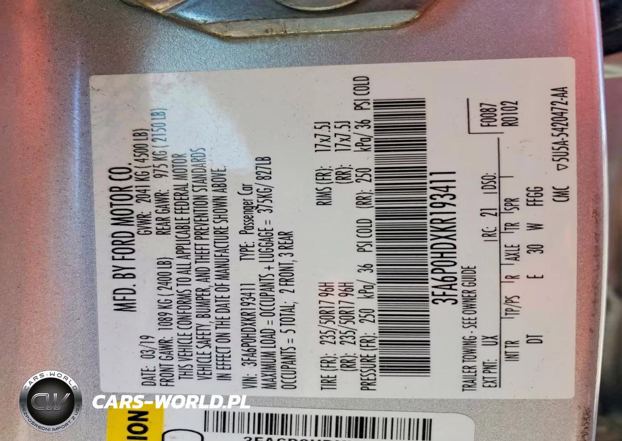 2019 Ford Fusion Se VIN:3FA6P0HDXKR193411 - 12