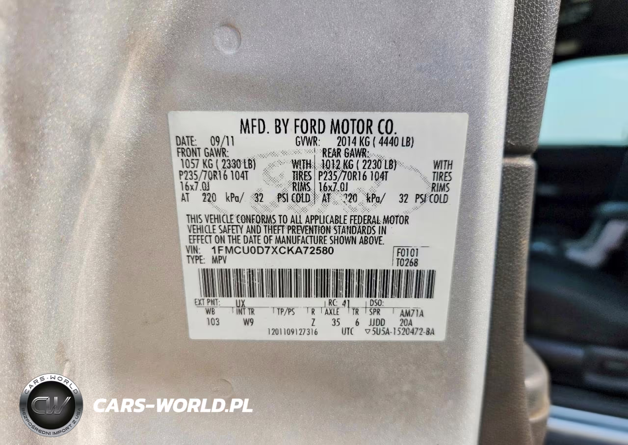 2012 Ford Escape Xlt VIN:1FMCU0D7XCKA72580 - 13