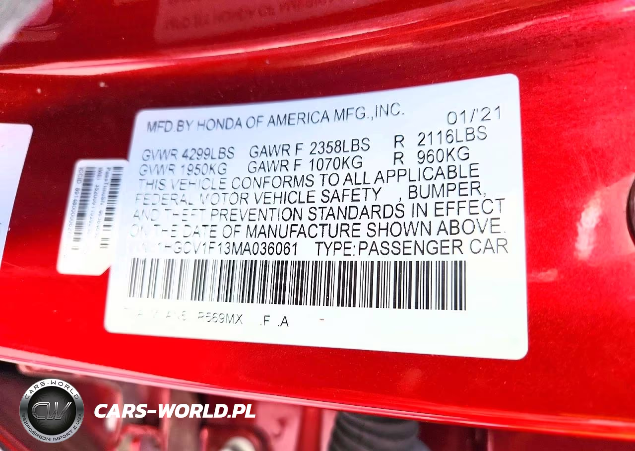 2021 Honda Accord Lx VIN:1HGCV1F13MA036061 - 12