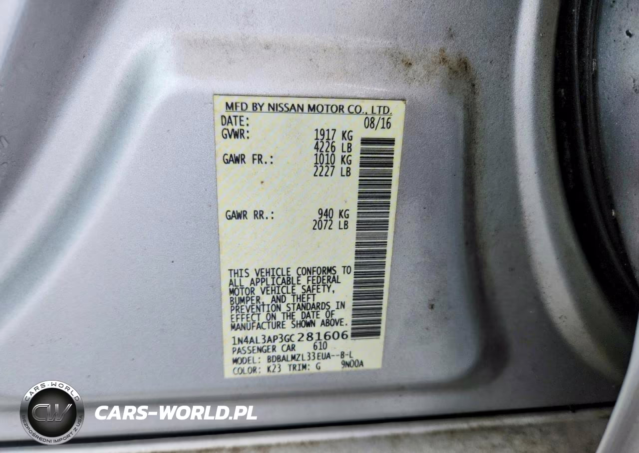 2016 Nissan Altima 2.5 Sv VIN:1N4AL3AP3GC281606 - 12