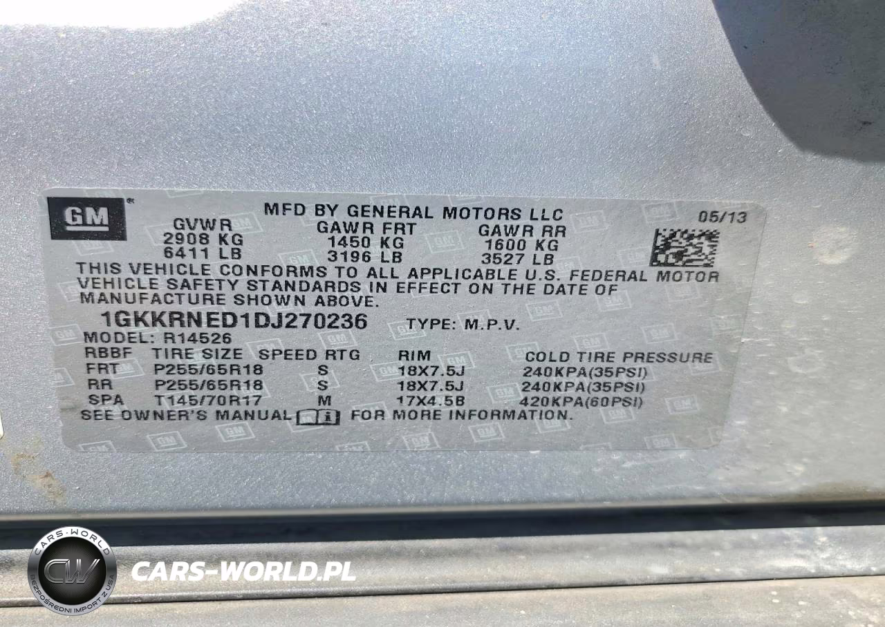 2013 GMC Acadia Sle VIN:1GKKRNED1DJ270236 - 13