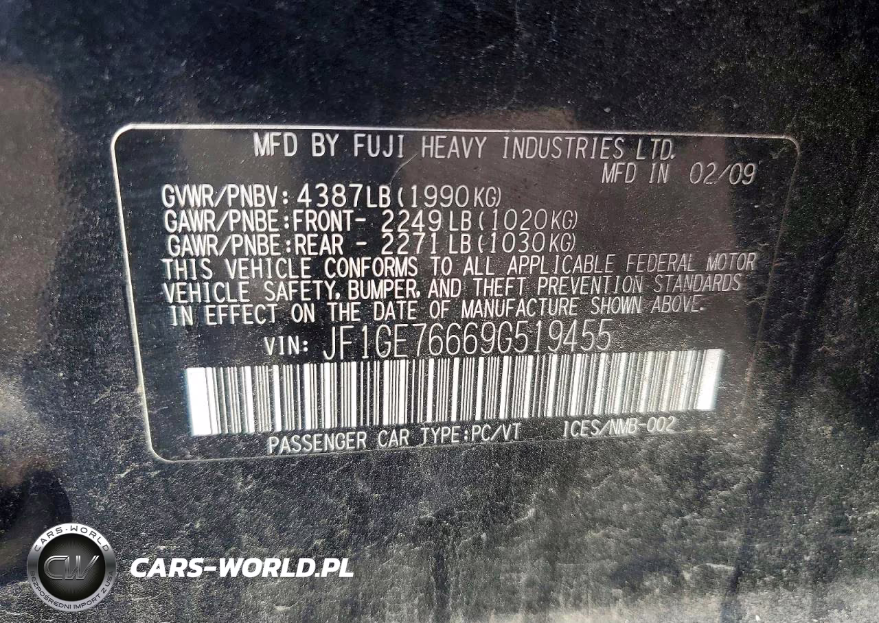 2009 Subaru Impreza Wrx VIN:JF1GE76669G519455 - 12
