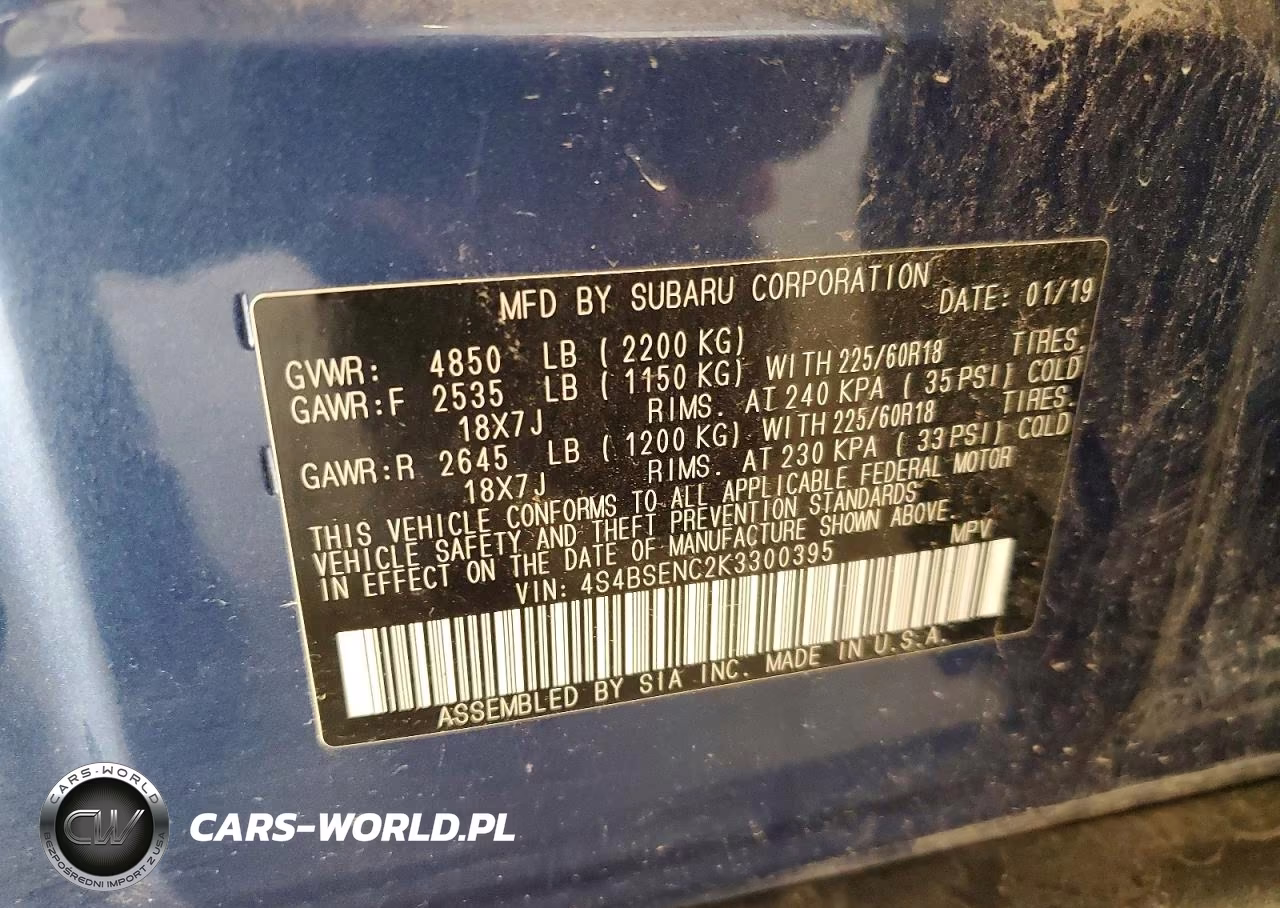 2019 Subaru Outback 3.6R Limited VIN:4S4BSENC2K3300395 - 13
