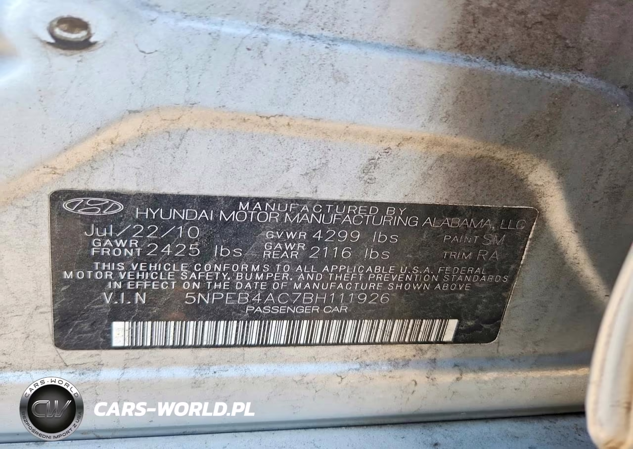 2011 Hyundai Sonata Gls VIN:5NPEB4AC7BH111926 - 12