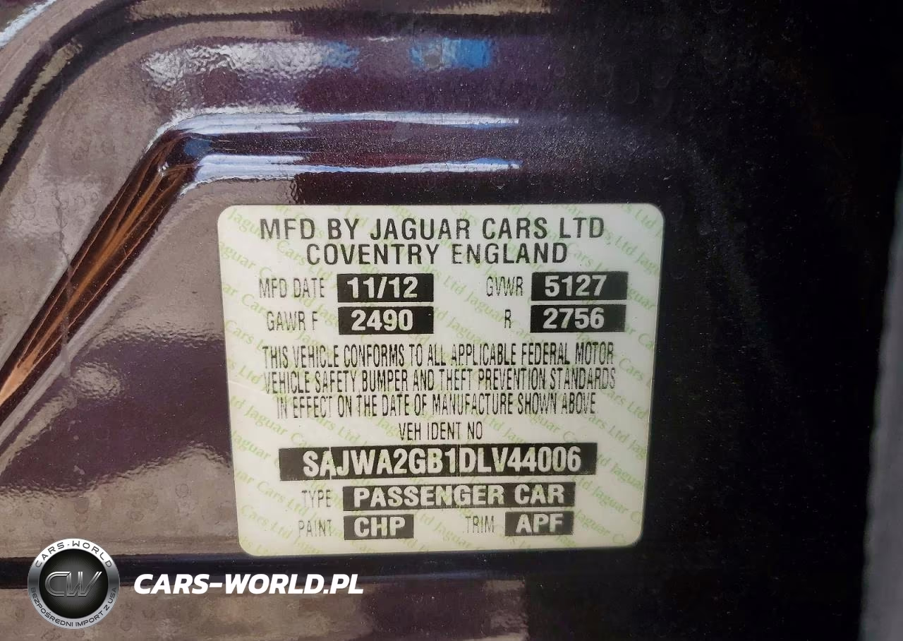 2013 Jaguar Xjl Portfolio VIN:SAJWA2GB1DLV44006 - 12
