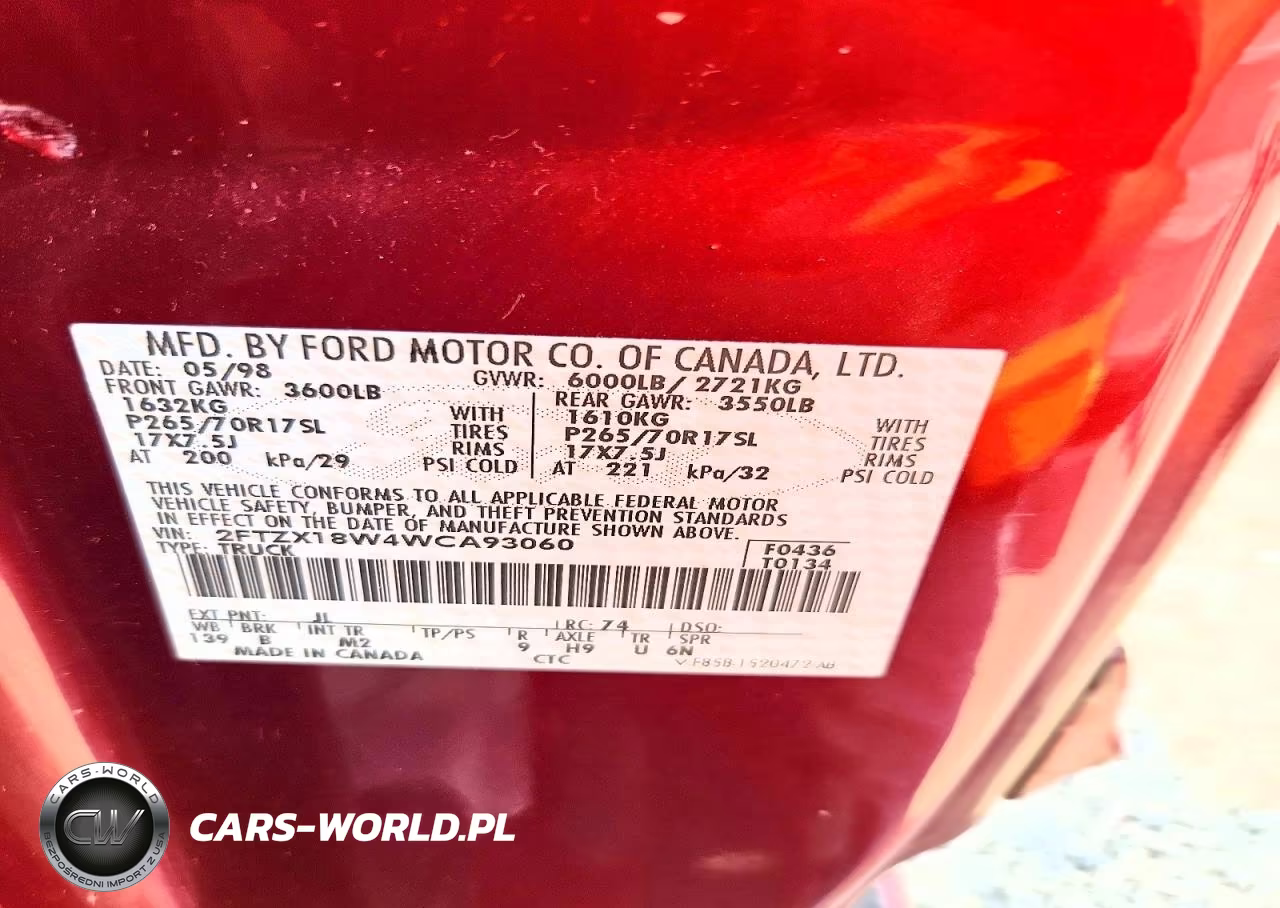 1998 Ford F150 VIN:2FTZX18W4WCA93060 - 12