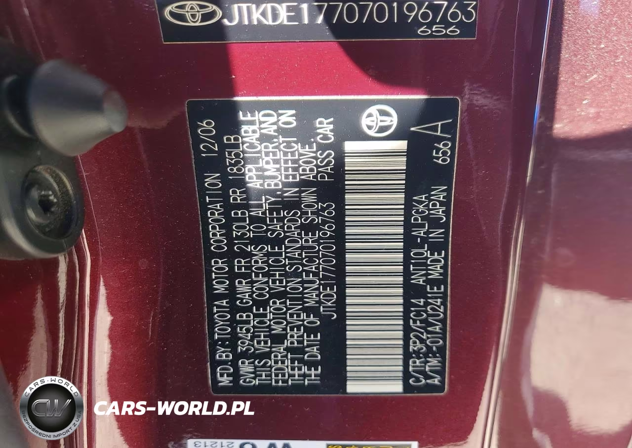 2007 Scion Tc Base VIN:JTKDE177070196763 - 12