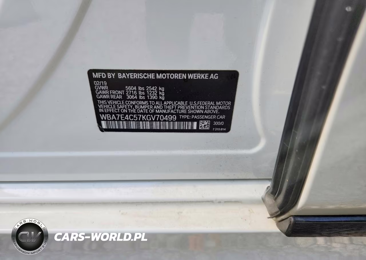 2019 BMW 740 Xi VIN:WBA7E4C57KGV70499 - 12