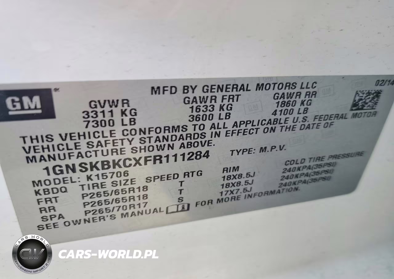 2015 Chevrolet Tahoe K1500 Lt VIN:1GNSKBKCXFR111284 - 13