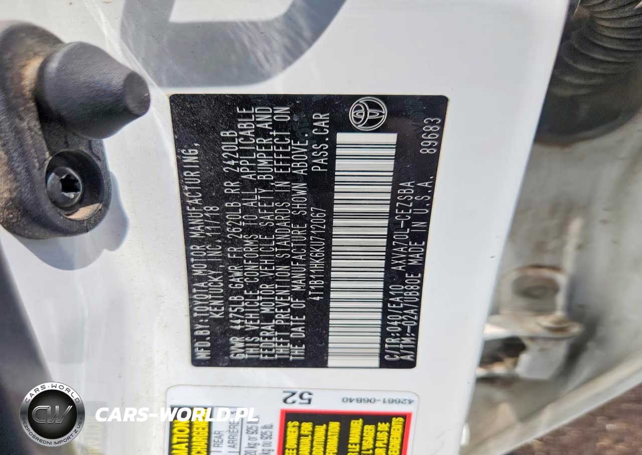 2019 Toyota Camry Se VIN:4T1B11HK6KU712067 - 12