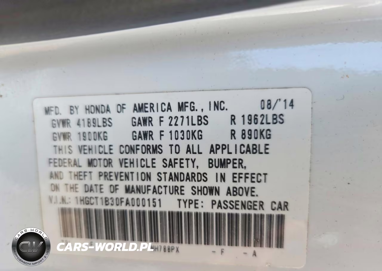 2015 Honda Accord Lx-S VIN:1HGCT1B30FA000151 - 12
