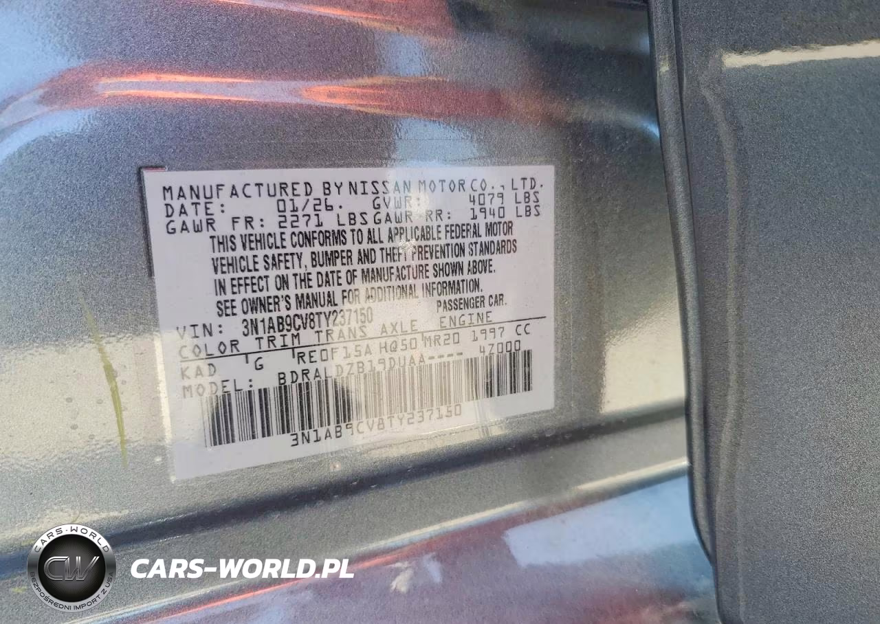 2026 Nissan Sentra Sv VIN:3N1AB9CV8TY237150 - 13