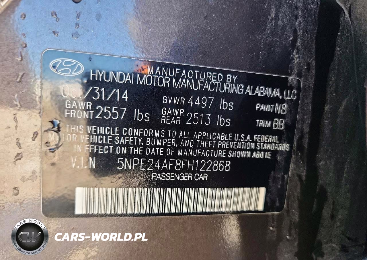 2015 Hyundai Sonata Se VIN:5NPE24AF8FH122868 - 12