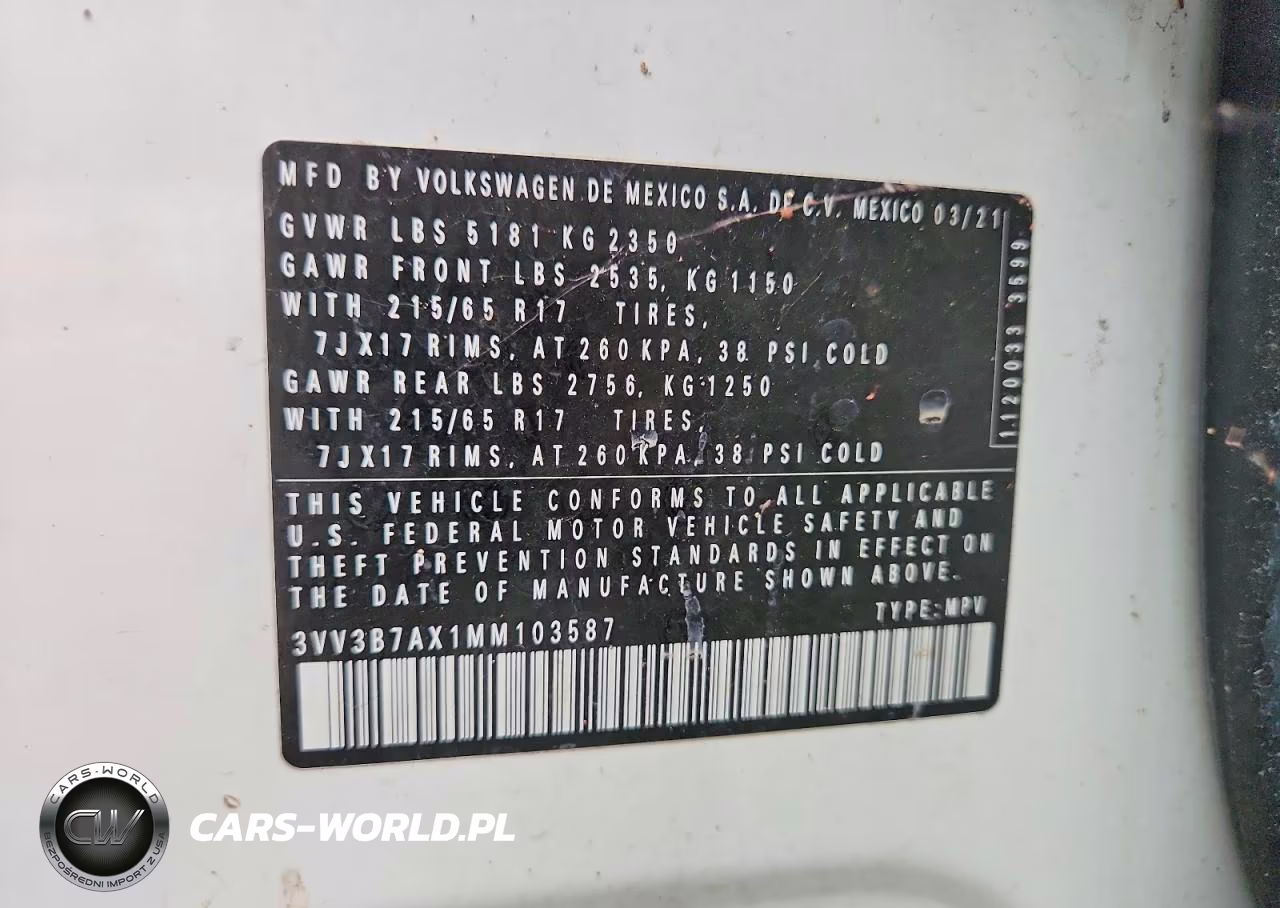 2021 Volkswagen Tiguan Se VIN:3VV3B7AX1MM103587 - 14